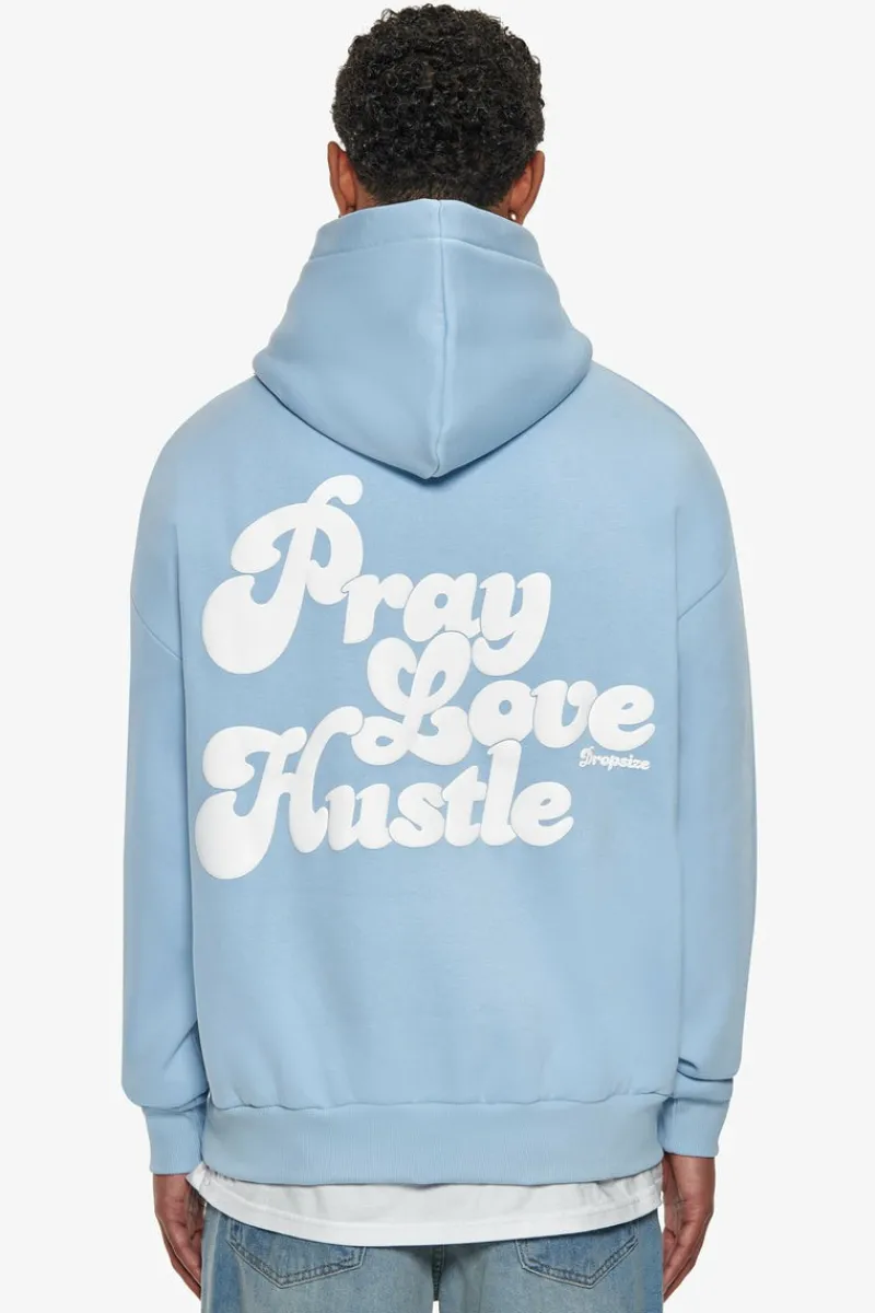 Hoodie<Dropsize Heavy Oversize Pray Love Hustle Hoodie Baby Blue