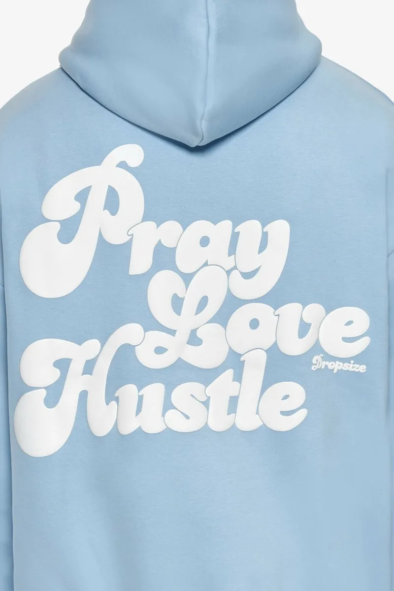 Hoodie<Dropsize Heavy Oversize Pray Love Hustle Hoodie Baby Blue