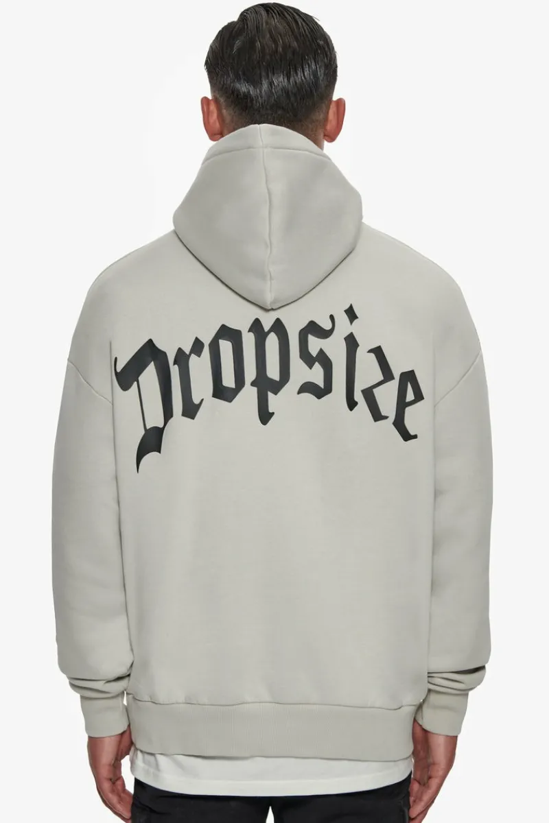 Hoodie<Dropsize Heavy Oversize Puffer Logo Backprint Hoodie Quite Grey