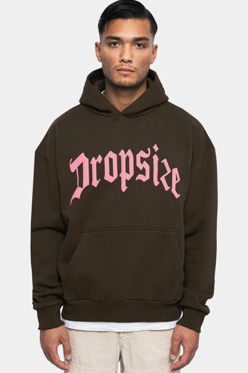 Hoodie<Dropsize Heavy Oversize Puffer Print Hoodie Chocolate Brown