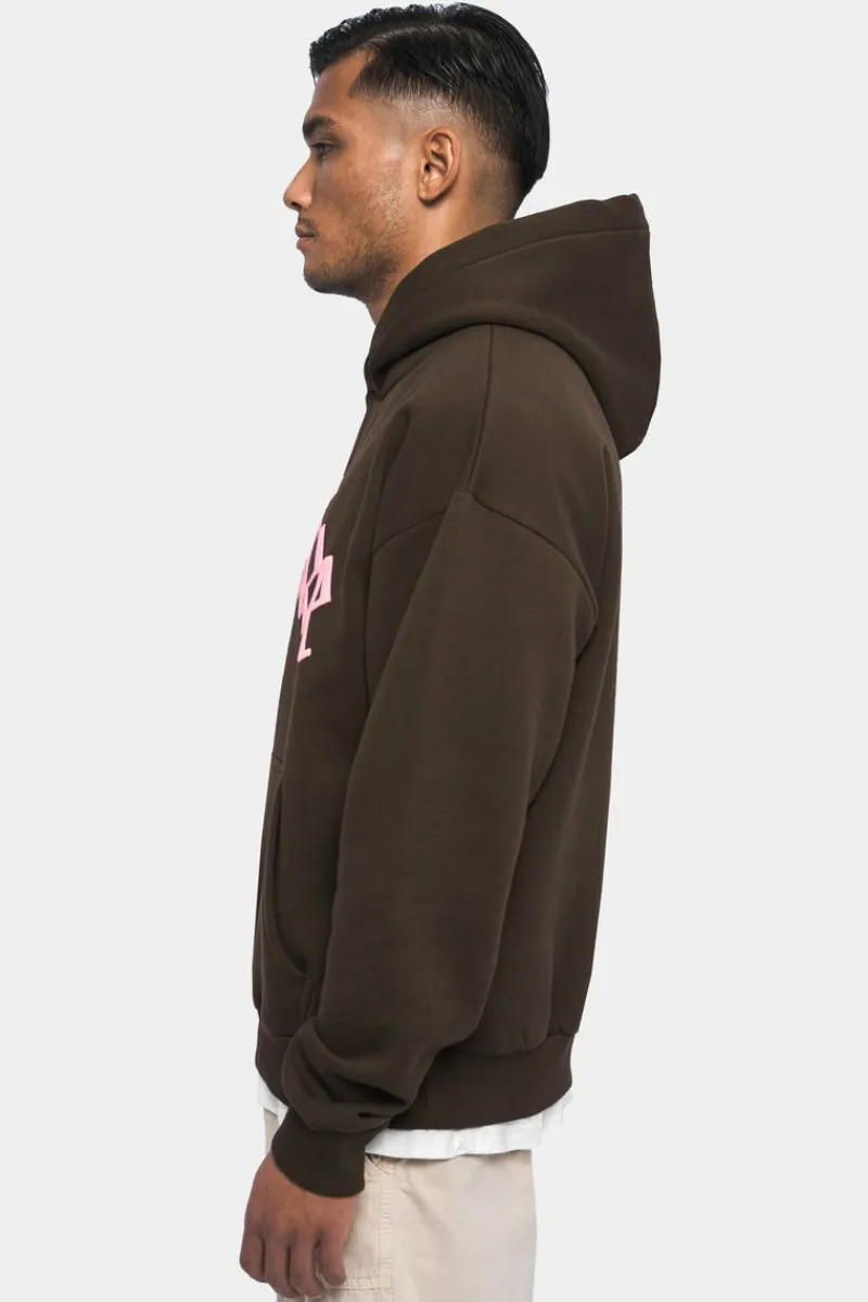 Hoodie<Dropsize Heavy Oversize Puffer Print Hoodie Chocolate Brown