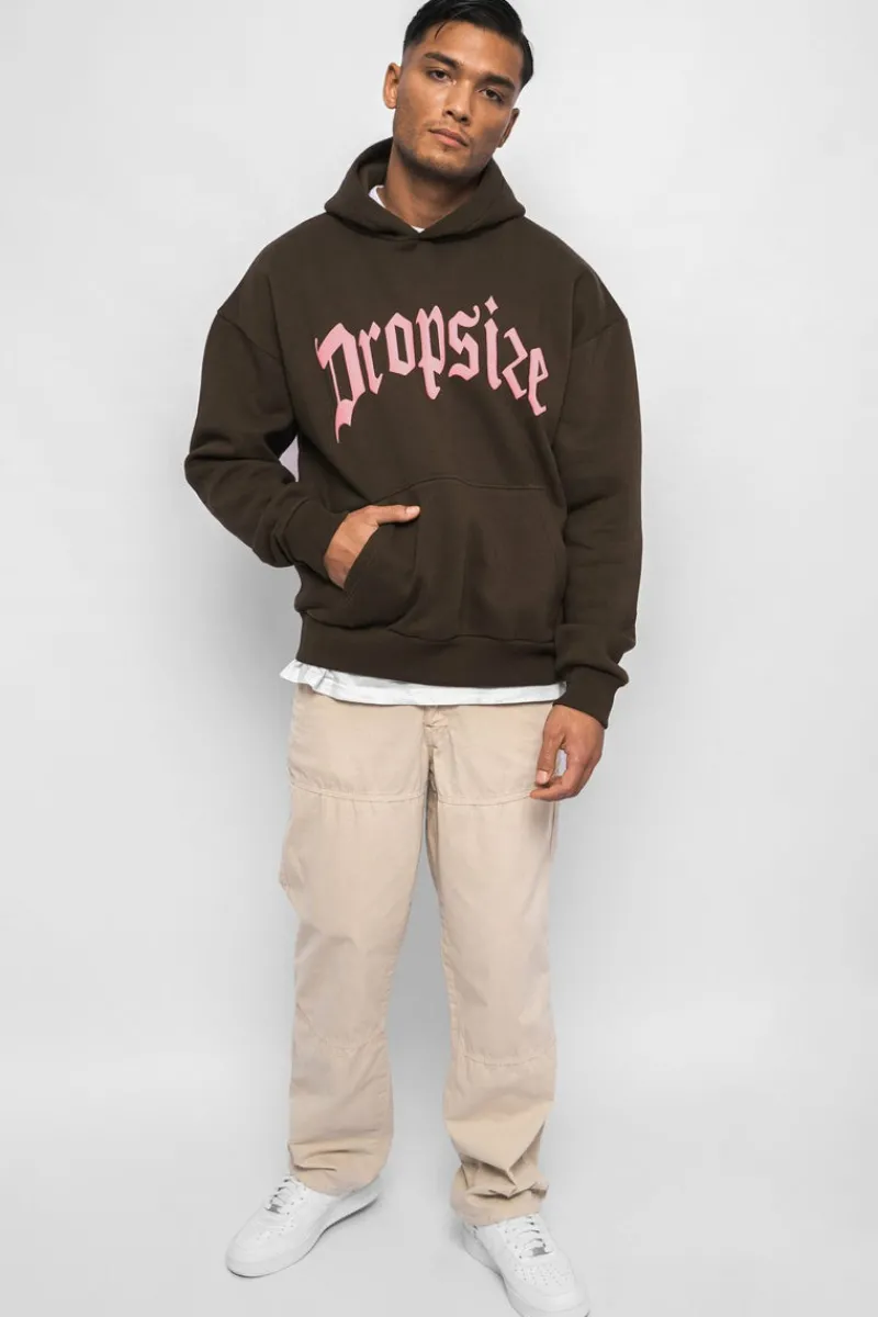 Hoodie<Dropsize Heavy Oversize Puffer Print Hoodie Chocolate Brown