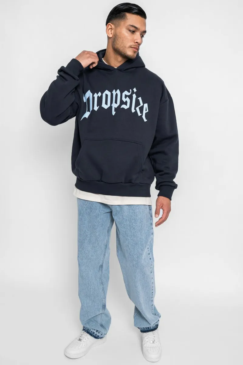 Hoodie<Dropsize Heavy Oversize Puffer Print Hoodie Dark Navy