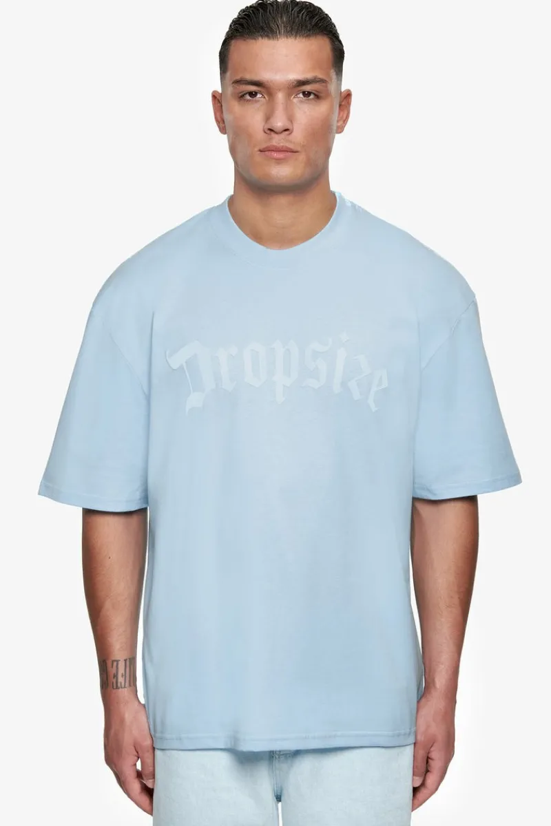T-Shirt<Dropsize Heavy Oversize Puffer Print T-Shirt Baby Blue