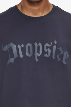 T-Shirt<Dropsize Heavy Oversize Puffer Print T-Shirt Washed Navy