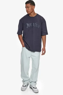 T-Shirt<Dropsize Heavy Oversize Puffer Print T-Shirt Washed Navy