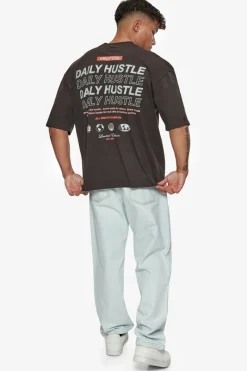 T-Shirt<Dropsize Heavy Oversize Quattro Hustle T-Shirt Washed Black