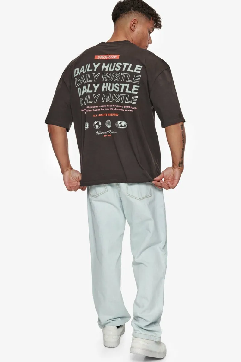 T-Shirt<Dropsize Heavy Oversize Quattro Hustle T-Shirt Washed Black