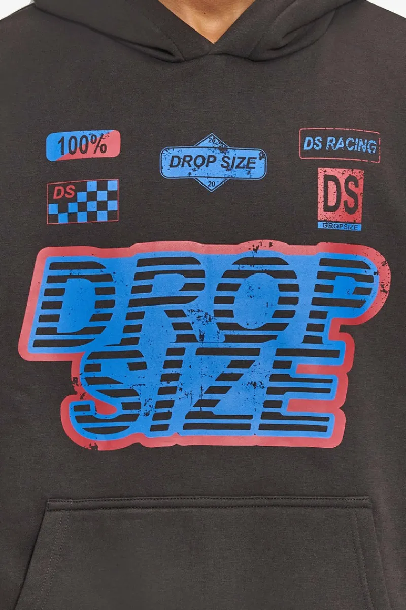 Hoodie<Dropsize Heavy Oversize Racing Hoodie Washed Black