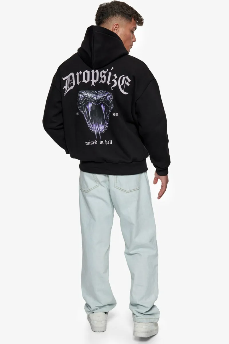 Hoodie<Dropsize Heavy Oversize Raised In Hell Hoodie Black