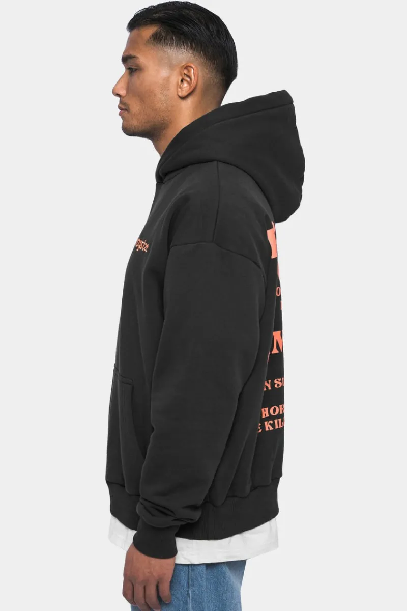 Hoodie<Dropsize Heavy Oversize ''Records'' Hoodie Washed Black