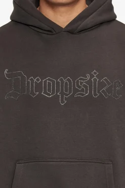 Hoodie<Dropsize Heavy Oversize Rhinestone Hoodie Washed Black