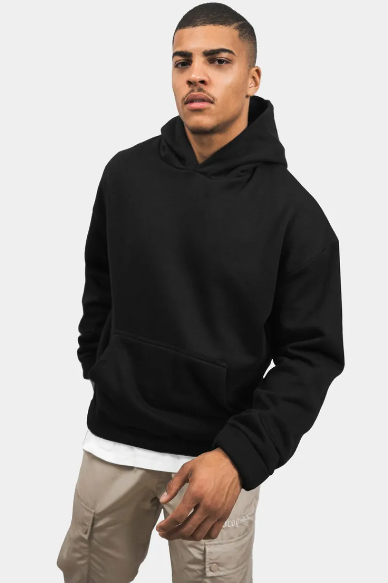 Hoodie<Dropsize Heavy Oversize Rubber Patch Hoodie Black