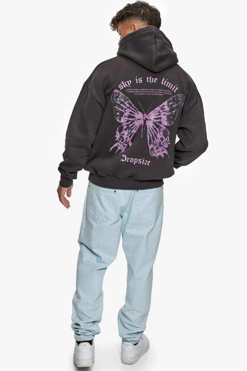 Hoodie<Dropsize Heavy Oversize Sky Is The Limit Hoodie Washed Black