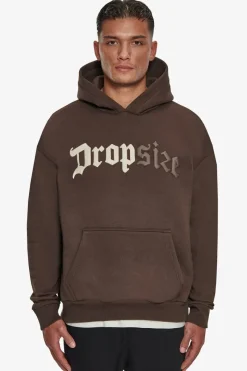 Hoodie<Dropsize Heavy Oversize Split Logo Hoodie Chocolate Brown