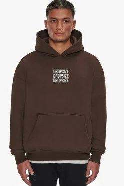 Hoodie<Dropsize Heavy Oversize Triple Logo Hoodie Chocolate Brown