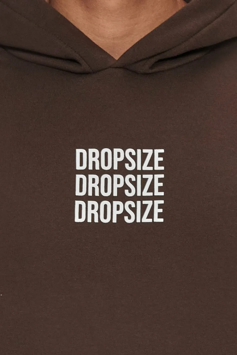Hoodie<Dropsize Heavy Oversize Triple Logo Hoodie Chocolate Brown