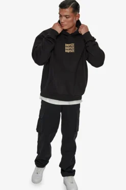 Hoodie<Dropsize Heavy Oversize Triple Logo Hoodie Black