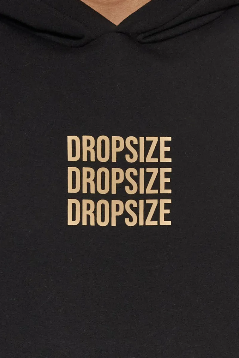 Hoodie<Dropsize Heavy Oversize Triple Logo Hoodie Black