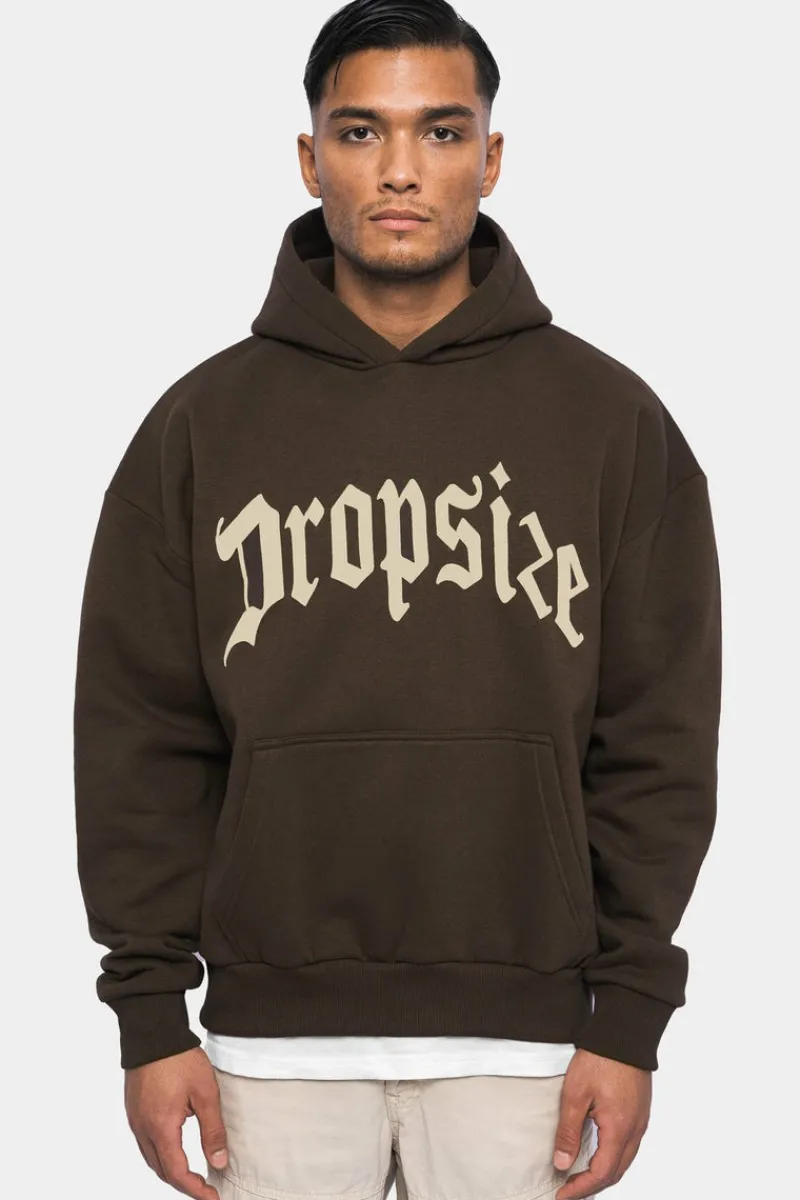 Hoodie<Dropsize Heavy Oversize V2 Puffer Print Hoodie Chocolate Brown