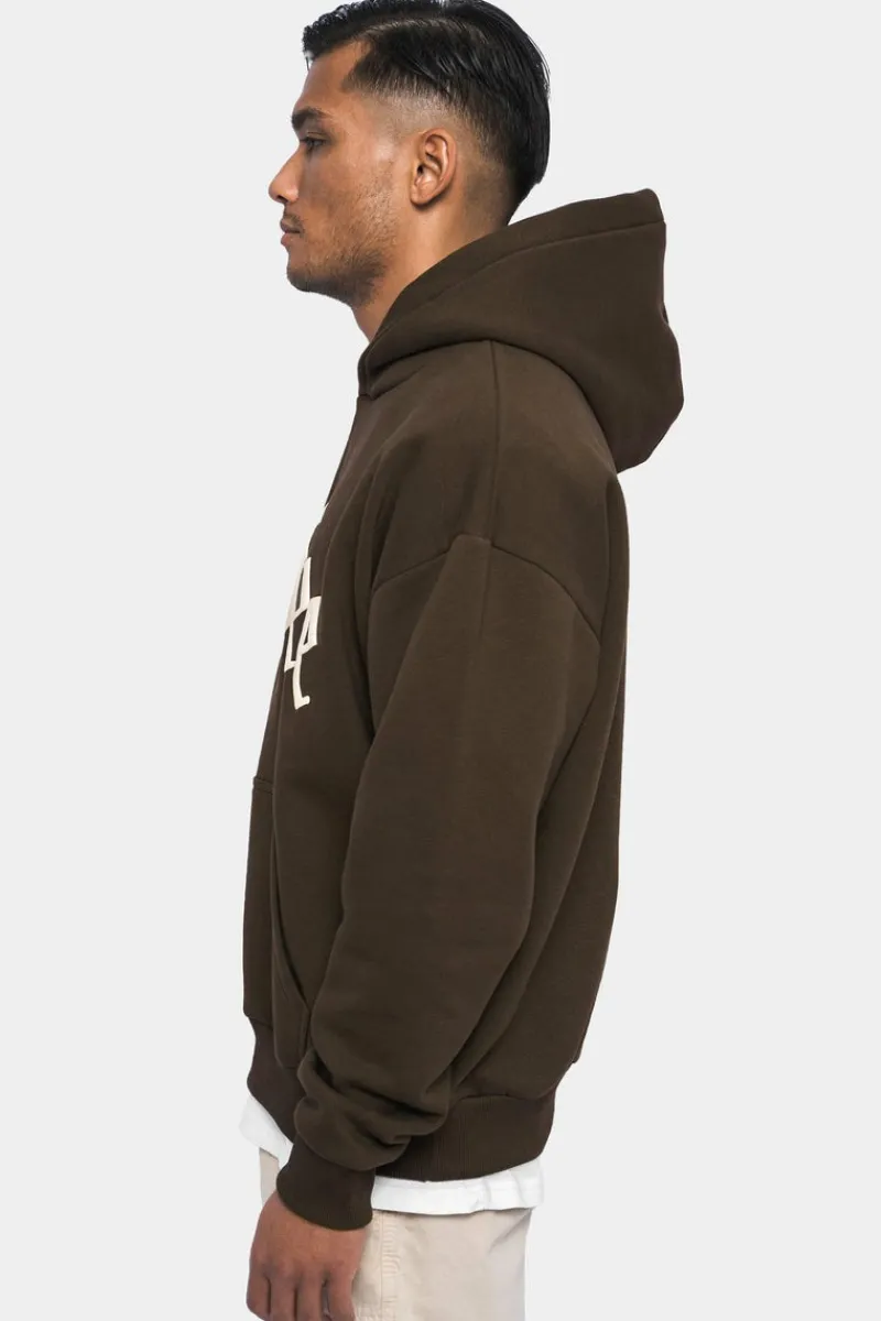 Hoodie<Dropsize Heavy Oversize V2 Puffer Print Hoodie Chocolate Brown