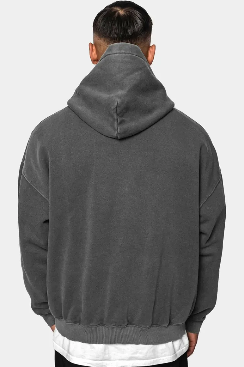 Hoodie<Dropsize Heavy Oversize Washed Grey Embo Hoodie