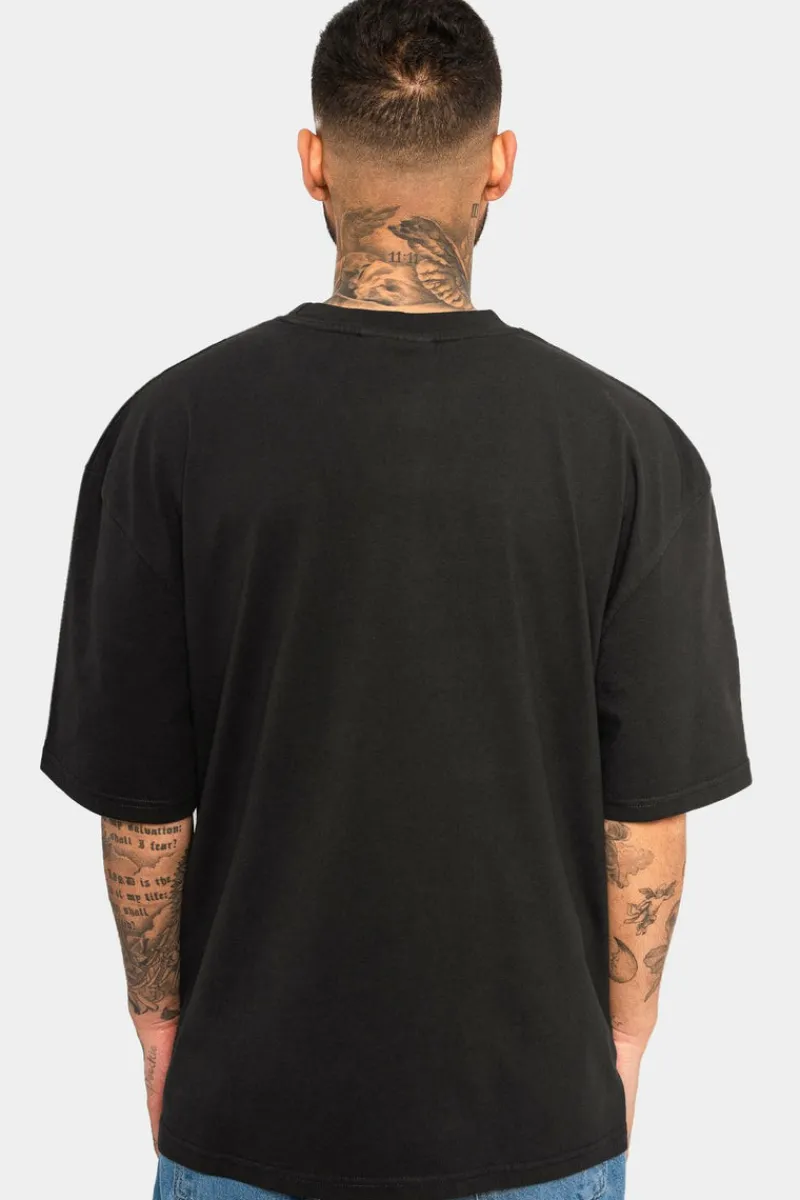 T-Shirt<Dropsize Heavy Oversize White Doves T-Shirt Washed Black