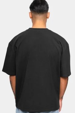 T-Shirt<Dropsize Heavy Oversize White Logo Puffer Print T-Shirt Washed Black