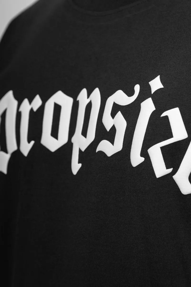 T-Shirt<Dropsize Heavy Oversize White Logo Puffer Print T-Shirt Washed Black