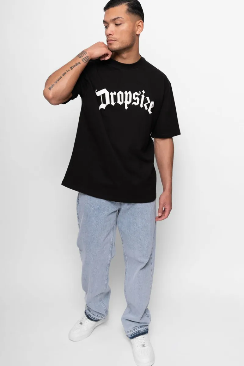 T-Shirt<Dropsize Heavy Oversize White Logo Puffer Print T-Shirt Black