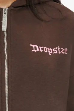 Frauen<Dropsize Heavy Oversize Zip Hoodie Chocolate / Pink