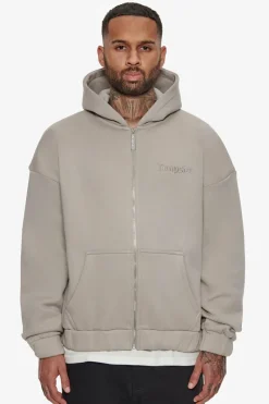 Zipper<Dropsize Heavy Oversize Zip Hoodie Silver Grey