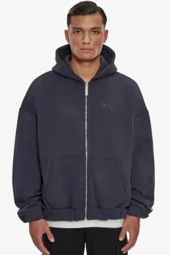 Zipper<Dropsize Heavy Oversize Zip Hoodie Washed Navy