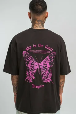 T-Shirt<Dropsize Heavy Sky Is The Limit T-Shirt Washed Black