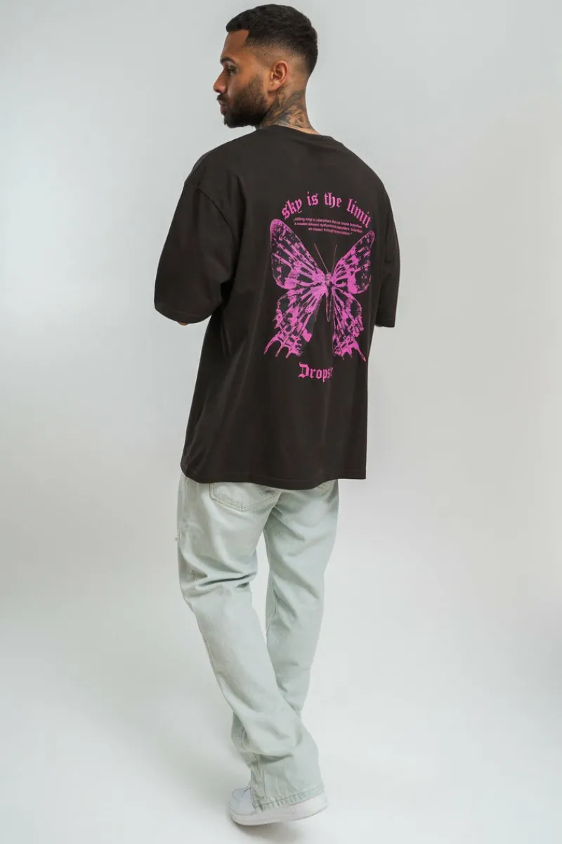T-Shirt<Dropsize Heavy Sky Is The Limit T-Shirt Washed Black