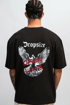 T-Shirt<Dropsize Heyvy Oversize Crew Dove T-Shirt Washed Black