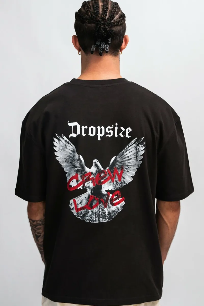 T-Shirt<Dropsize Heyvy Oversize Crew Dove T-Shirt Washed Black