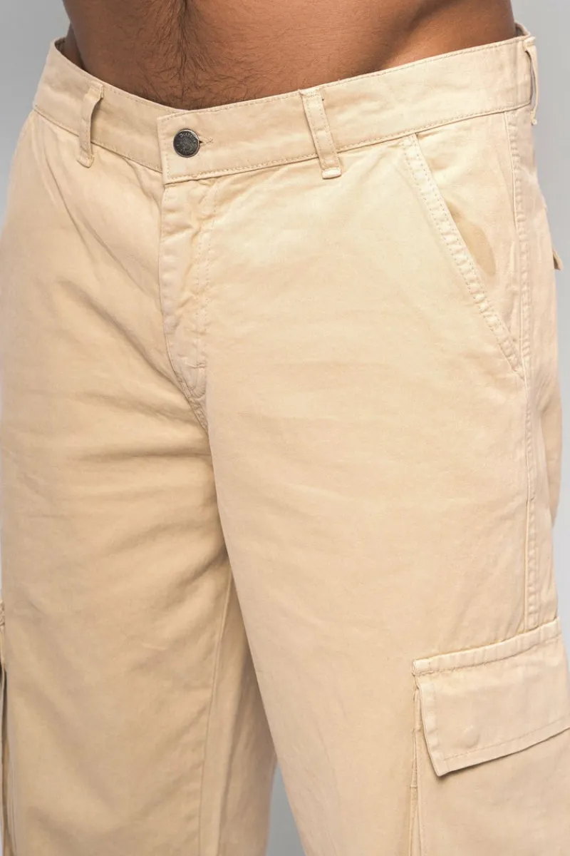 Cargos<Dropsize Loose Fit Cargo Jeans Cream White
