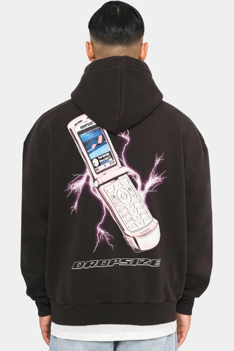 Hoodie<Dropsize Mobile Phone Design Hoodie Washed Black