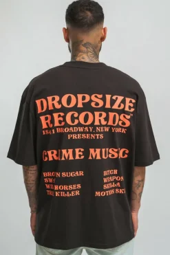 T-Shirt<Dropsize Records'' T-Shirt Washed Black
