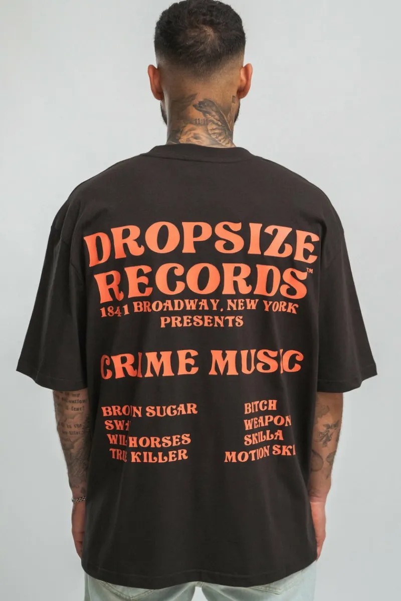 T-Shirt<Dropsize Records'' T-Shirt Washed Black