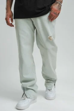Jeans<Dropsize Ripped Loose Fit Zip Jeans