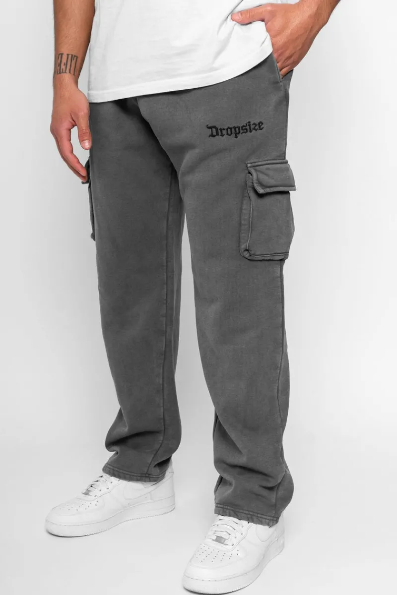 Jogging<Dropsize Straight Leg Cargo Sweat Pants Washed Grey
