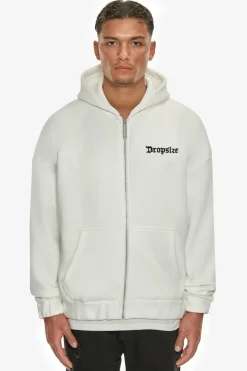 Zipper<Dropsize Super Heavy Oversize Blank Zip Hoodie Washed White