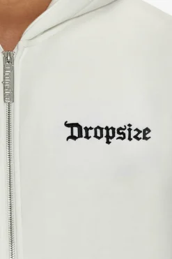 Zipper<Dropsize Super Heavy Oversize Blank Zip Hoodie Washed White