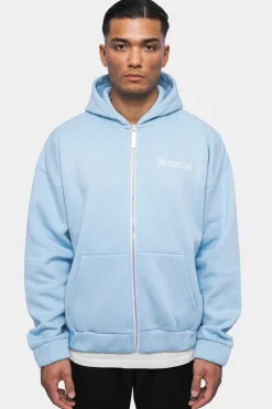 Zipper<Dropsize Super Heavy Oversize Blank Zip Hoodie Baby Blue