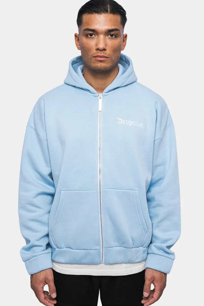 Zipper<Dropsize Super Heavy Oversize Blank Zip Hoodie Baby Blue
