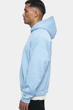 Zipper<Dropsize Super Heavy Oversize Blank Zip Hoodie Baby Blue