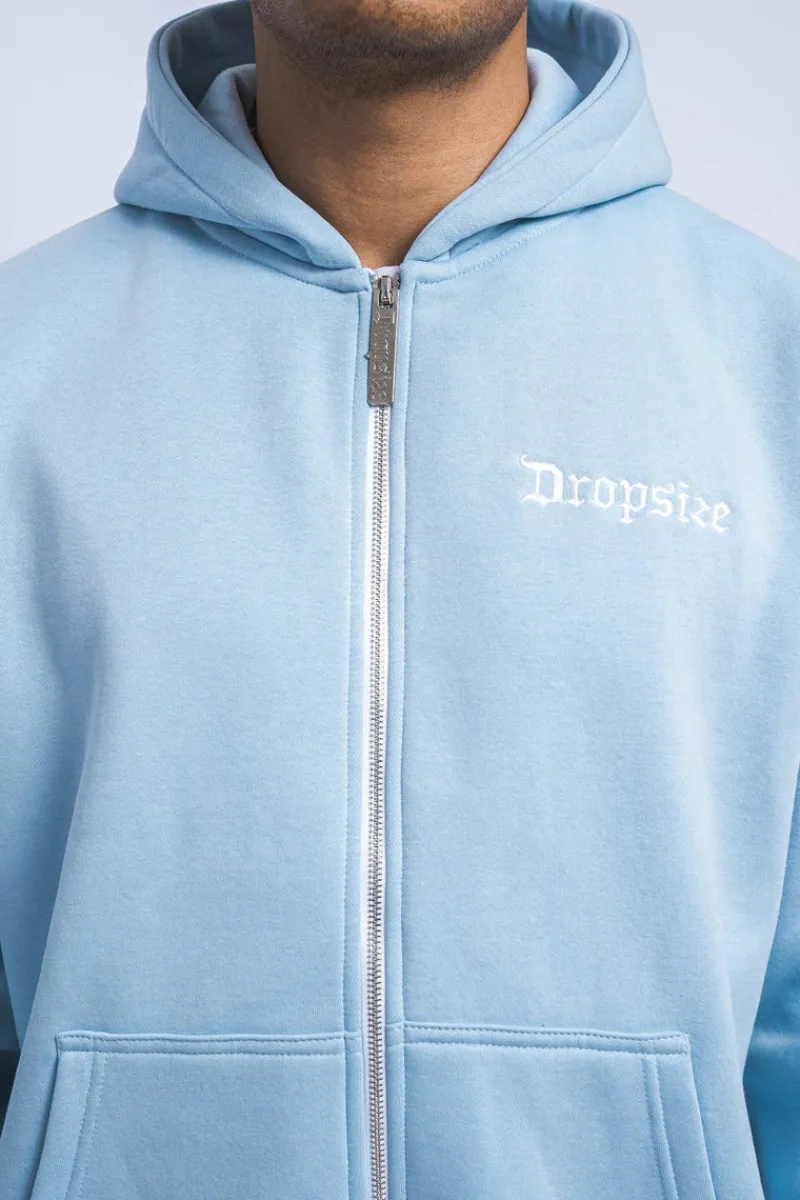 Zipper<Dropsize Super Heavy Oversize Blank Zip Hoodie Baby Blue
