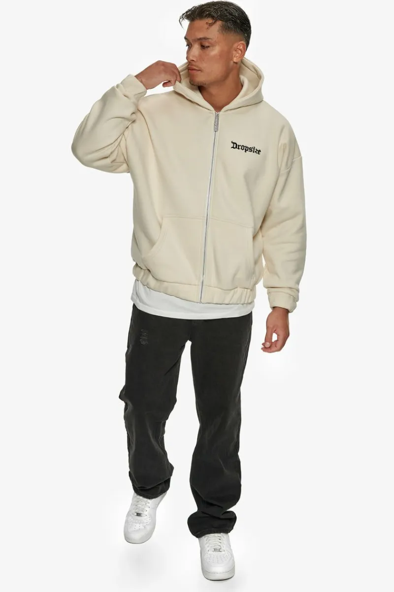 Zipper<Dropsize Super Heavy Oversize Blank Zip Hoodie Coconut Milk